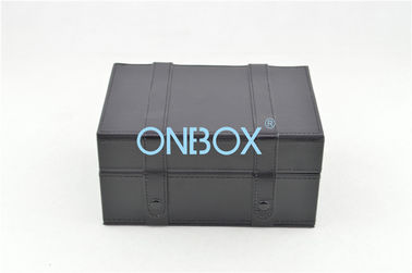 Black PU Leather Watch Boxes High End Jewelry Packaging With Removable Pillow